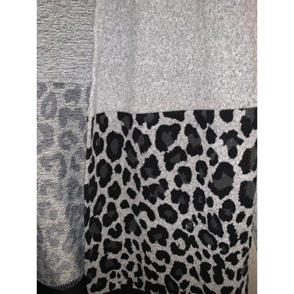Belle by Kim Gravel Leopard‎ Print Colorblock Cardigan Womens XXS Gray Black - Picture 2 of 11